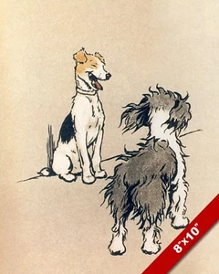 LAUGHING PET PUPPY DOG ANIMAL ART CECIL ALDIN PAINTING PRINT ON REAL CANVAS - Picture 1 of 1