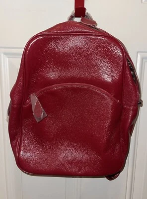 Heshe Leather Small Red Backpack Bag. Unisex! - Image 1 of 4
