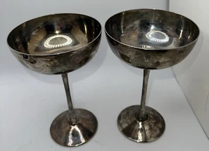 Vintage Silver Plated Wine/Champagne Goblets Set of 2 - Picture 1 of 5