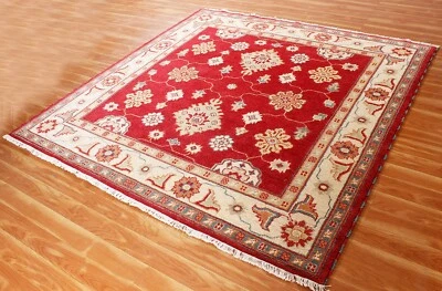 7x7 Traditional Hand Knotted Wool Area Rugs For Living Room Red Parisian Carpets - Image 1 of 4