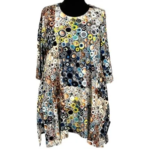 NEW JERSEY Kleid Gr 54 (3XL) All-Over Print braun blau 1/2 Arm - Bild 1 von 3