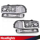 Fit For 99-07 GMC /Yukon LED DRL Chrome Clear Headlights W/Bumper Signal Lamps