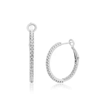 0.5ct Hoop Earrings White Gold Diamond Test Pass Lab-Created VVS1/D/Excellent - Image 1 of 3