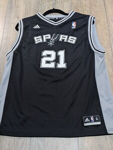 San Antonio Spurs Tim Duncan Jersey Mens XL Black Grey 21 Adidas NBA Swingman