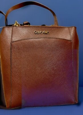 Calvin Klein Women's Hayden Saffiano Leather Backpack  Brown Zip Top Handle New - Image 1 of 4