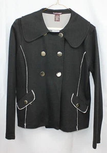 Chaqueta Blazer Elliott Lauren Borde Crudo Artística Algodón Rayón Negra Funky Nueva $126 M - Imagen 1 de 8