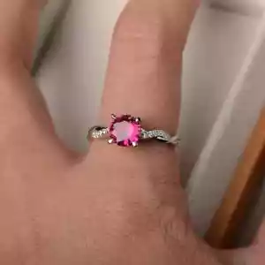 1.20 Ct Round Cut Natural Ruby & Diamond Wedding Ring Solid 14k White Gold 6 7 - Picture 1 of 7