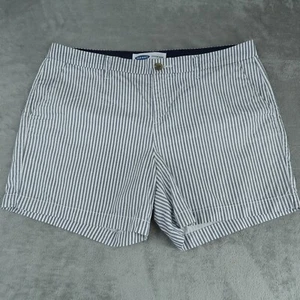 Old Navy Everyday Shorts Damen Größe 12 weiß grau gestreift Chino flach vorne - Bild 1 von 10