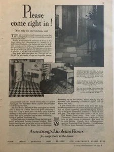 1929 ARMSTRONG CORK COMPANY Vintage Print Adverting "Please come right in!" - Picture 1 of 1