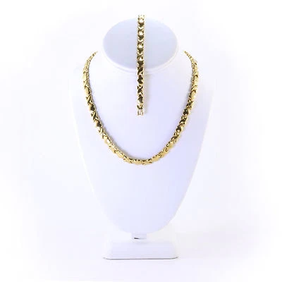 XOXO Womens Hugs and Kisses Necklace Stampato Gold Plated 20" Bracelet Set - Image 1 of 2