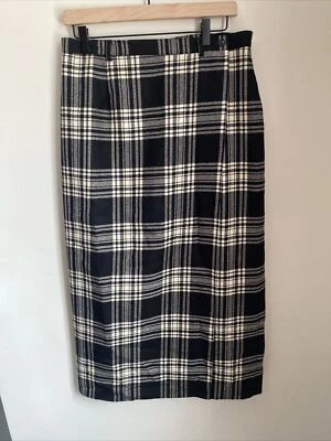 Falda a Cuadros Evan Picone Lana Negra Talla 12 Foto 1 de 4