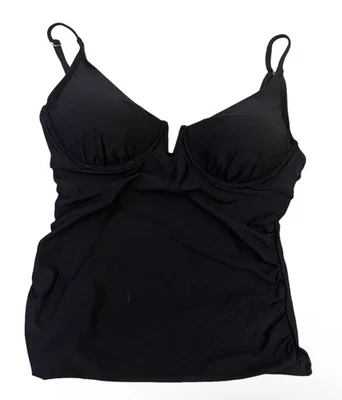 Anne Cole Womens Size X-Small Tankini Swimsuit Swim Top Adjustable Straps Black - Image 1 of 4