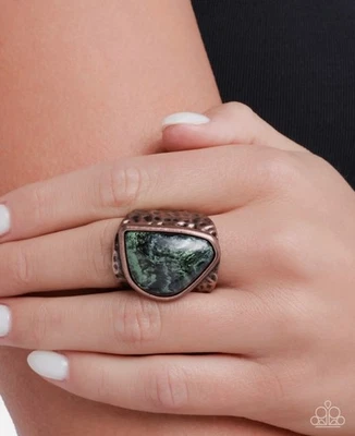 Paparazzi Abstract Accent Copper and Stone Ring - Image 1 of 2