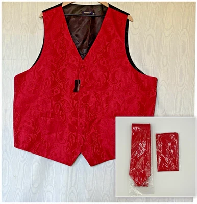 HISDERN 3PC Men's Paisley Suit Vest & Necktie & Pocket Square New With tags 4XL - Image 1 of 4