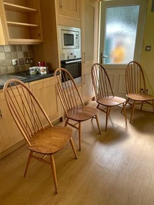 Set of Four Vintage Ercol Elm & Beech Quaker Dining chairs - Picture 1 of 3