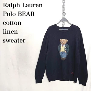 Ralph Lauren Polo Bear Sweater 2XL Cotton Linen Vintage Used Women Men - Picture 1 of 10