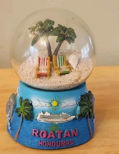 Globo de arena recuerdo Roatán Honduras.  Palmeras/conchas marinas. - Imagen 1 de 5