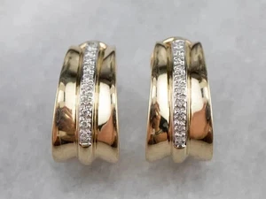 2Ct Round Cut Lab-Created Diamond Huggie Hoop Earrings In 14k Yellow Gold Plated - Picture 1 of 5