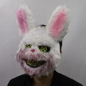 Scary Rabbit Mask Plush And Plastic Cosplay Rabbit Head Costume For Hallowee NEW - Picture 1 of 7