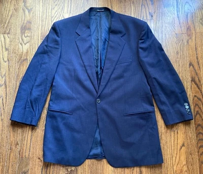 Blazer Lubiam Para Hombre Talla 42R Azul Marino Lana Hecho en Italia Chaqueta de Un Botón Foto 1 de 4