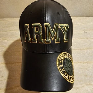 US Army Hat Cap Big 3D Embroidered Strap Back Leather Like Polyester Adjustable  - Picture 1 of 20