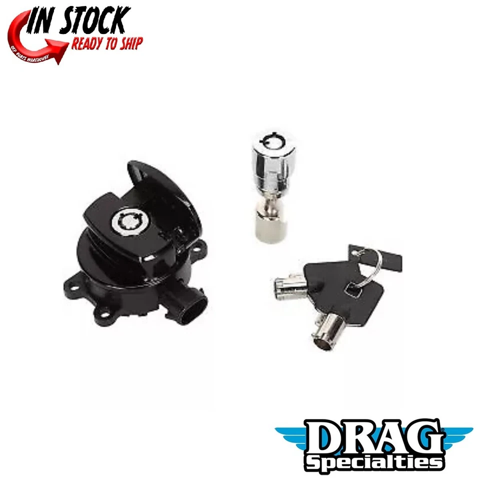 Interruptor de encendido con bisagra lateral negra Drag Specialties 2106-0250 con bloqueo de horquilla Foto 1 de 3