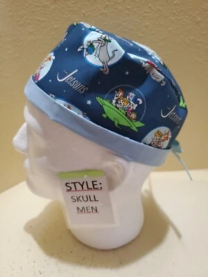 Jetsons Teal Men's Skull/Chemo Surgical Scrub Hat/Cap Handmade - Image 1 of 4