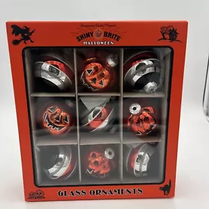 9 SHINY BRITE 3 Zoll Glas GESTREIFT & Kürbisse HALLOWEEN Ornamente RADKO 2024 - Bild 1 von 5