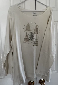 New Croft Barrow Classic Tee Women's 0X Christmas Tree Glitter Sparkle Shirt - Picture 1 of 3