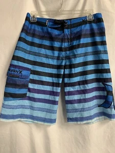 Hurley Boy’s 20” Boardshorts - Blue Striped - Size 14 - Picture 1 of 4