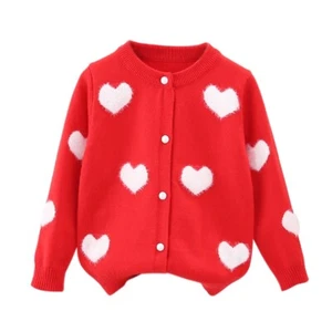 Toddler Girls Cardigan Sweater Swing Knit Long Sleeve V-Neck Button Down Sweater - Picture 1 of 15