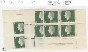 Canada: #402 2c Green QEII Cameo Pl.2 Plate Blocks LOT (x3) MNH CV$13 - Picture 1 of 1