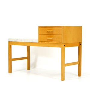Retro Vintage Danish Oak Hallway Telephone Seat Table Bench Mid Century 60s 70s - Picture 1 of 1
