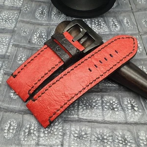 26mm/26mm Ostrich Leather Watch Band Exotic Leather Vintage Minimalist Style - Picture 1 of 12