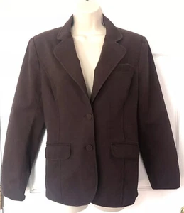 Hilfiger Womens Blazer Brown 10 lined Cotton Spandex Stretch Tommy 2 Button  - Picture 1 of 8