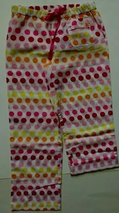 NWT Justice White Sleep Pants w/ Pink Red Yell Dots Allover Long Capri Length 10 - Picture 1 of 2