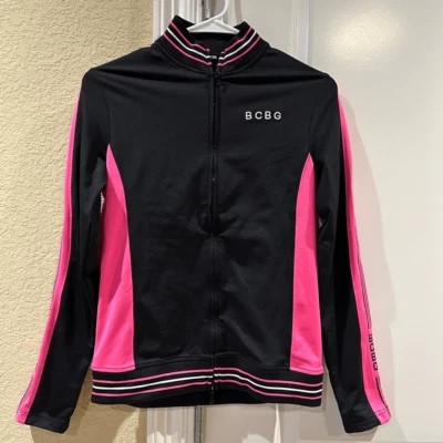 BCBG Maxazria size small zip up jacket pink & black - Image 1 of 4