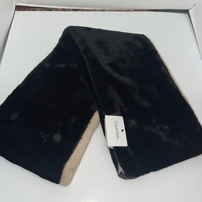 Calvin Klein Faux Fur Infinity Loop Scarf Black New - Image 1 of 4