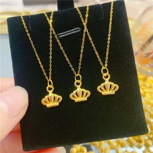 1 Stck. Reines 24K Gelbgold Anhänger Frauen 3D Hartgold Klein Imperior Krone Charm - Bild 1 von 6