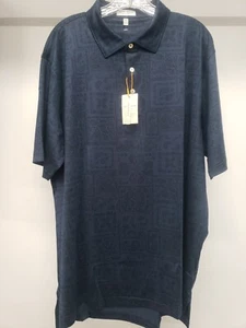 Peter Millar Summer Confort Golf Polo Men's Paisley Performance Jersey Navy XL - Picture 1 of 13