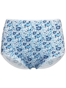Sexy Secret Possessions BLUE Pure Cotton Floral Print High Rise Full Briefs - Picture 1 of 3