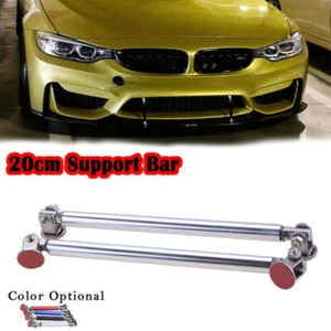 Universal Adjustable Bumper Splitter Strut Rod Tie Support Bar Spoiler Silver 2X - Picture 1 of 7