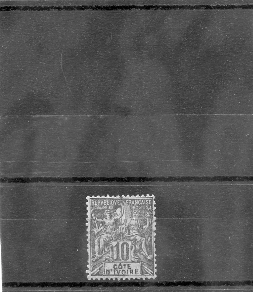 IVORY COAST Sc 5(YT 5)F-VF USADO 1892 10c PRETO/LILÁS US$ 27 - Imagem 1 de 1