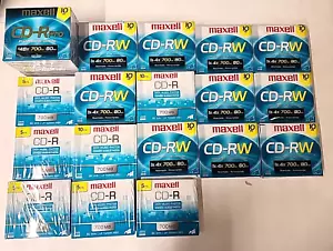 Huge Lot MAXELL CD-R & CD-RW 80min 1X-4X 700Mb Rewritable (155 Discs Total) - Foto 1 di 7