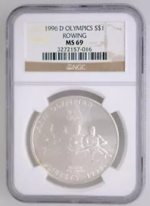 1996 D NGC MS 69 United States Rowing Comm Olympic Liberty Silver $1 - Picture 1 of 2