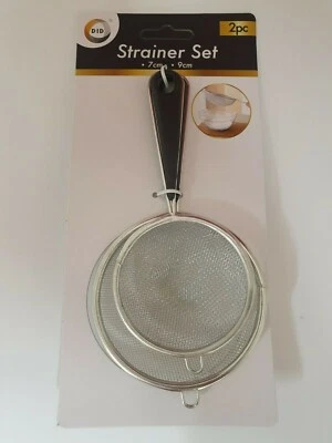 2 Pc STAINLESS STEEL SIEVE TEA STRAINER COLANDER AIRING DRAIN KITCHEN MESH SMALL - Image 1 of 3