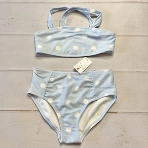 NWT - Cat & Jack - Girl’s Blue Polka Dot Swimsuit Set - Size 6/7 - Picture 1 of 10