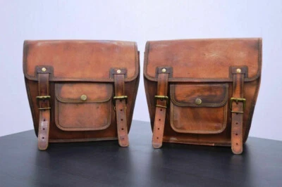 Sacoche de selle de moto sacoches western en cuir siège de cheval de vélo sac... - Photo 1/4