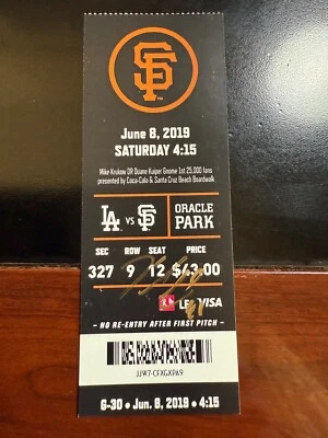 Kyle Garlick Signed Autographed Ticket Dodgers 1st MLB Hit 6/8/19 - Image 1 of 3
