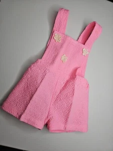 Vintage Girls PINK Overall Romper Shorts Bib 9-12 mos 70s Shortalls Polyester - Picture 1 of 7